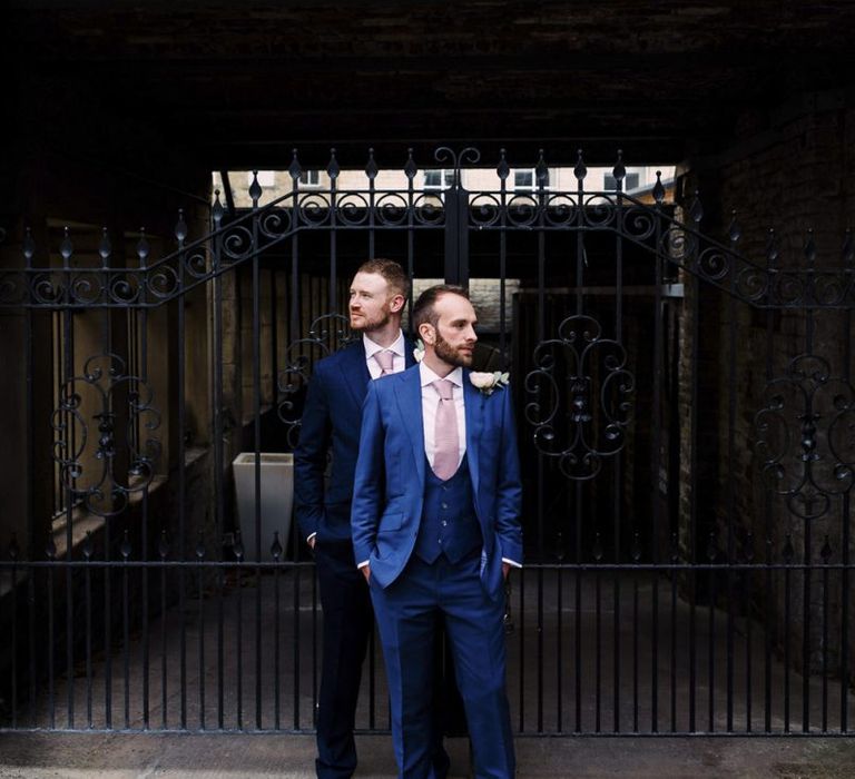 Two Groom's in Navy Blue Suits