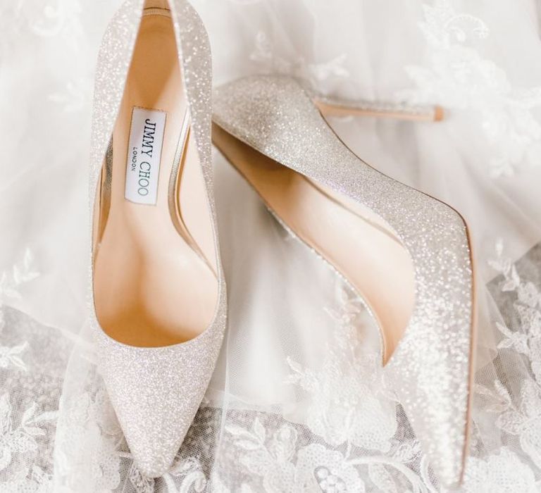 Sparkly Jimmy Choo wedding shoes