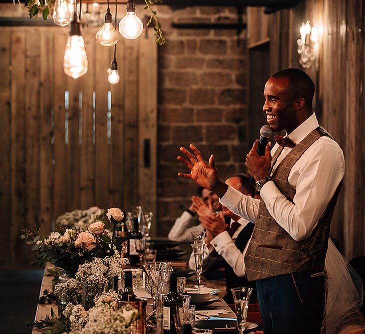 Groom giving his wedding speech