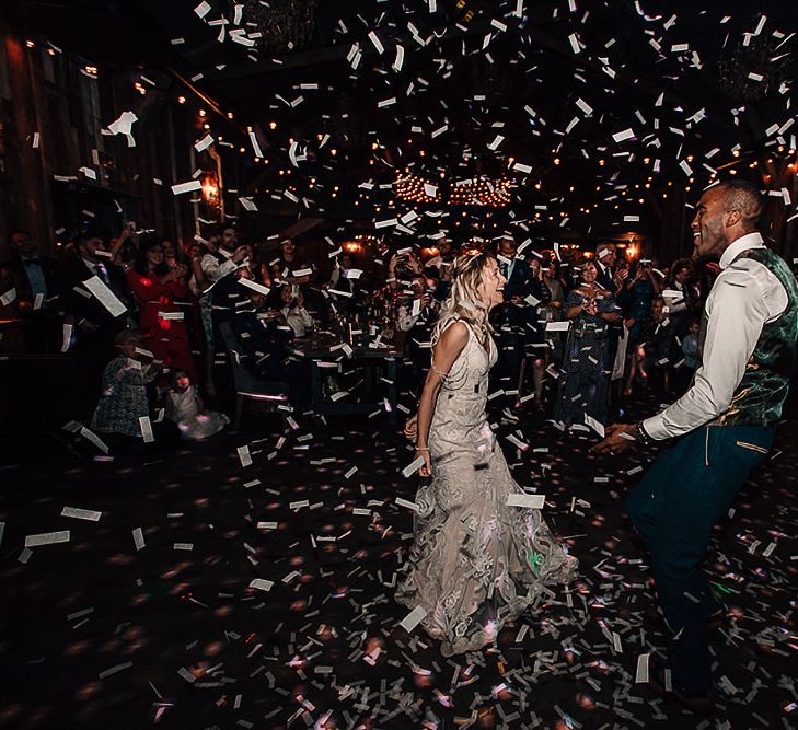 Confetti cannon first dance at Wharfedale Grange