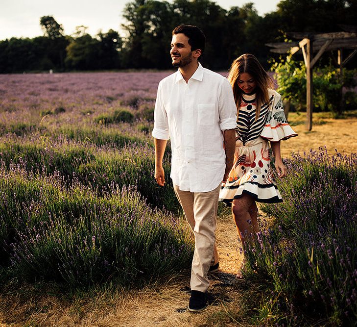 Surprise Marriage Proposal Engagement Shoot at Sunset | Golden Hour Portraits | Pre Wedding Shoot | Couples Portraits | Mayfield Lavender Fields | Chloe Dress | Harry Michael Photography