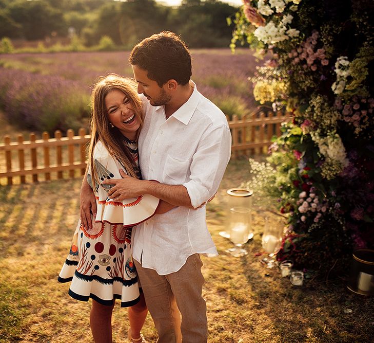 Surprise Marriage Proposal Engagement Shoot at Sunset | Golden Hour Portraits | Pre Wedding Shoot | Couples Portraits | Mayfield Lavender Fields | Chloe Dress | Floral Installation | Harry Michael Photography