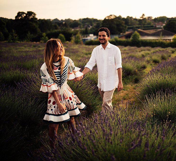 Surprise Marriage Proposal Engagement Shoot at Sunset | Golden Hour Portraits | Pre Wedding Shoot | Couples Portraits | Mayfield Lavender Fields | Chloe Dress | Harry Michael Photography