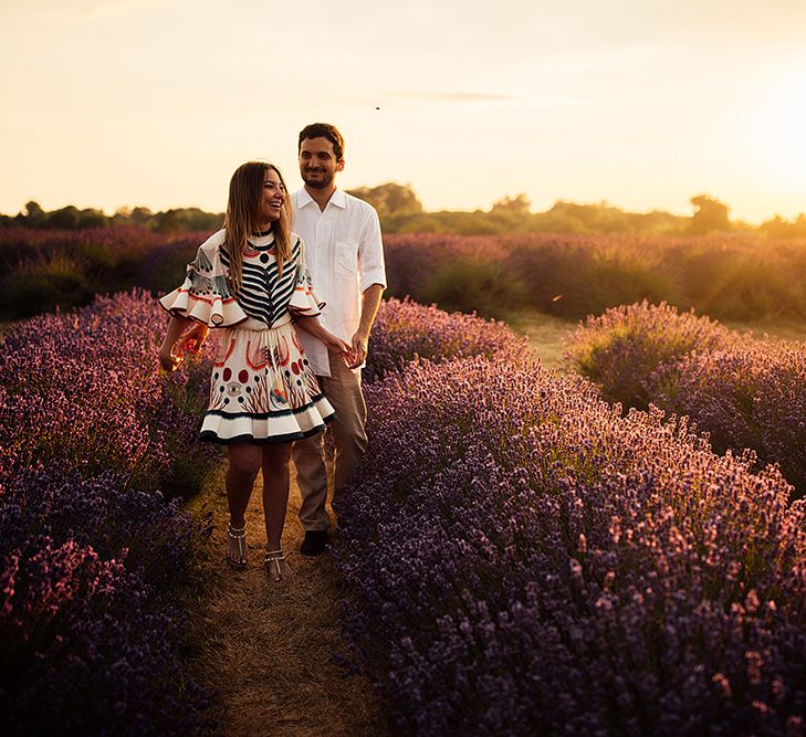 Surprise Marriage Proposal Engagement Shoot at Sunset | Golden Hour Portraits | Pre Wedding Shoot | Couples Portraits | Mayfield Lavender Fields | Chloe Dress | Harry Michael Photography