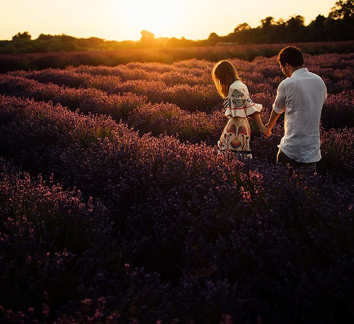 Surprise Marriage Proposal Engagement Shoot at Sunset | Golden Hour Portraits | Pre Wedding Shoot | Couples Portraits | Mayfield Lavender Fields | Chloe Dress | Harry Michael Photography