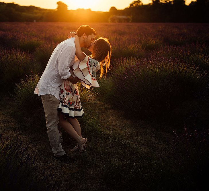 Surprise Marriage Proposal Engagement Shoot at Sunset | Golden Hour Portraits | Pre Wedding Shoot | Couples Portraits | Mayfield Lavender Fields | Chloe Dress | Harry Michael Photography