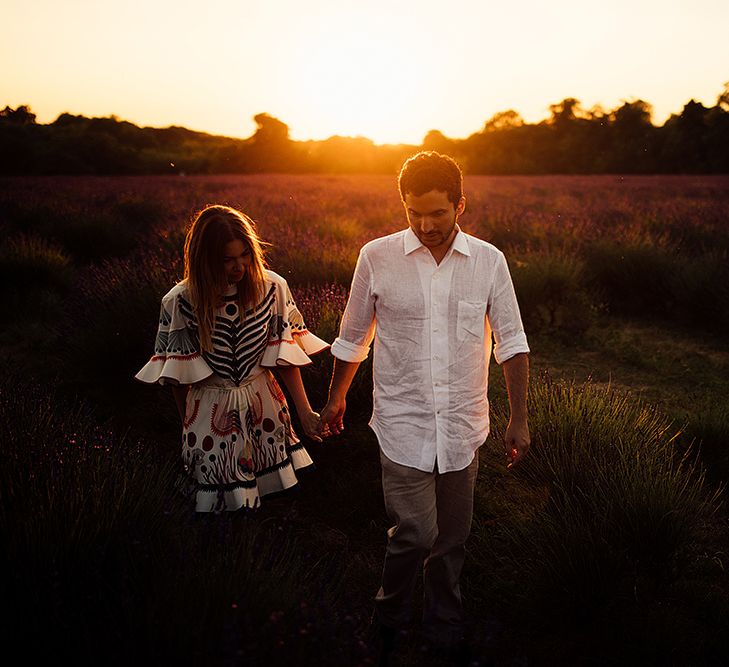 Surprise Marriage Proposal Engagement Shoot at Sunset | Golden Hour Portraits | Pre Wedding Shoot | Couples Portraits | Mayfield Lavender Fields | Chloe Dress | Harry Michael Photography