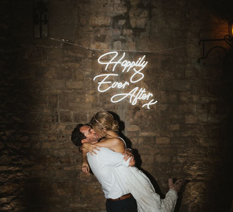 Neon Happily Ever After Sign For Wedding // Image By James Frost Photography