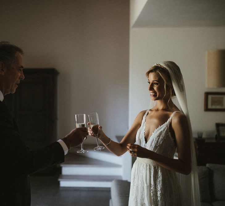 Bride In Veil With Gold Headband By Jennifer Behr // Image By James Frost Photography