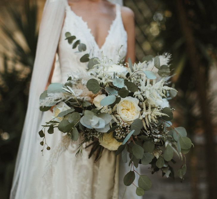 White, Cream And Green Wedding Bouquet // Image By James Frost Photography