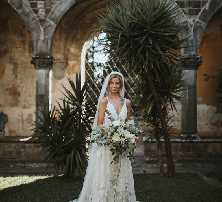 White, Cream And Green Wedding Bouquet // Image By James Frost Photography