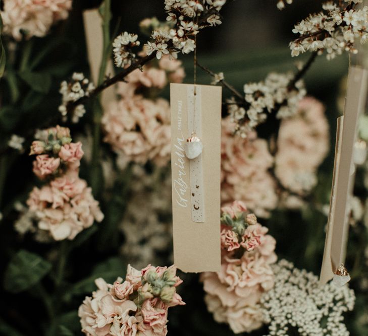 Hanging name place tags with rare stone