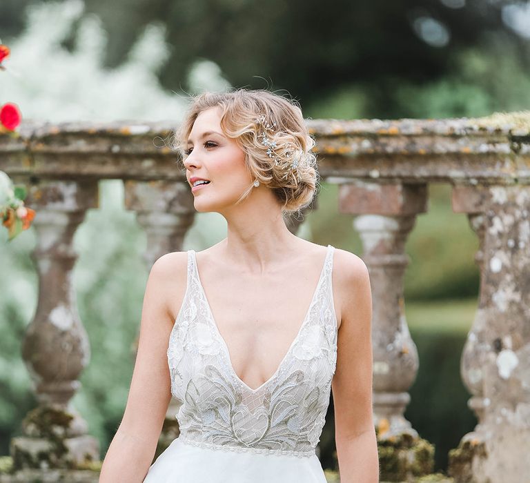 Bride in Tara Keely Bridal Gown | Frances  Moore MUA | Effortless French Chic at Hale in Hampshire | Charlotte Wise Fine Art Photography