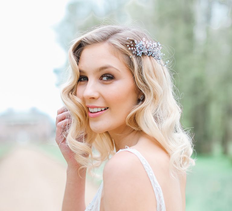 Bride in Tara Keely Bridal Gown | Rachel Simpson Wedding Shoes | Jo Hicks Flowers Pastel Bouquet | Frances  Moore MUA | Effortless French Chic at Hale in Hampshire | Charlotte Wise Fine Art Photography