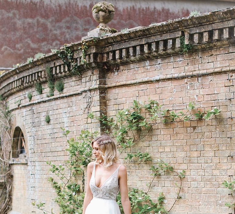 Bride in Tara Keely Bridal Gown | Rachel Simpson Wedding Shoes | Jo Hicks Flowers Pastel Bouquet | Frances  Moore MUA | Effortless French Chic at Hale in Hampshire | Charlotte Wise Fine Art Photography