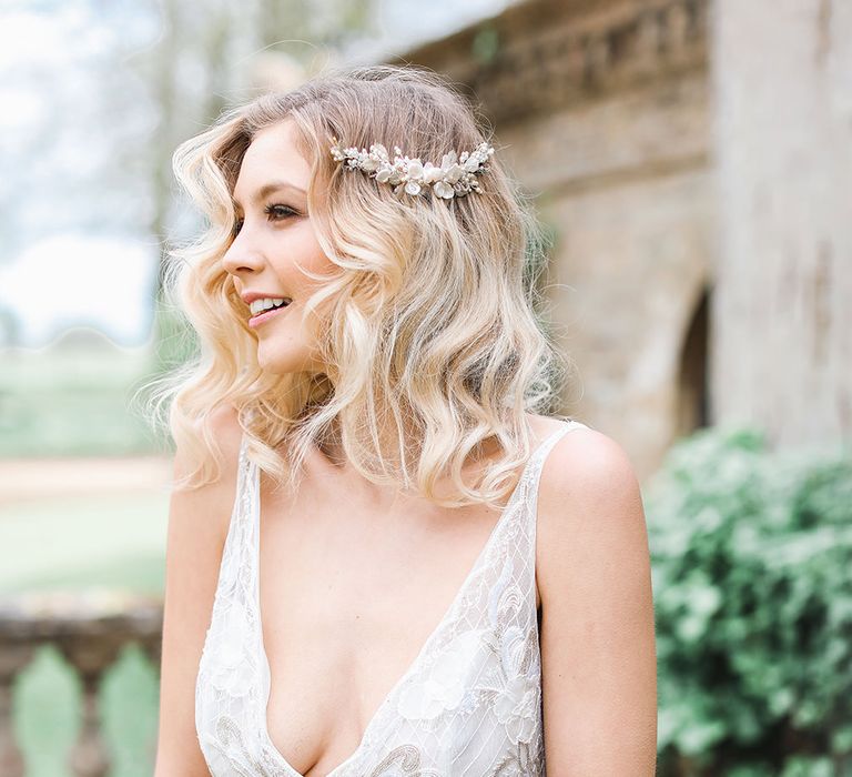 Bride in Tara Keely Bridal Gown | Rachel Simpson Wedding Shoes | Jo Hicks Flowers Pastel Bouquet | Frances  Moore MUA | Effortless French Chic at Hale in Hampshire | Charlotte Wise Fine Art Photography