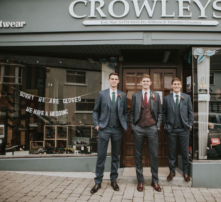 Groomsmen Standing Outside Crowleys - The Family Business