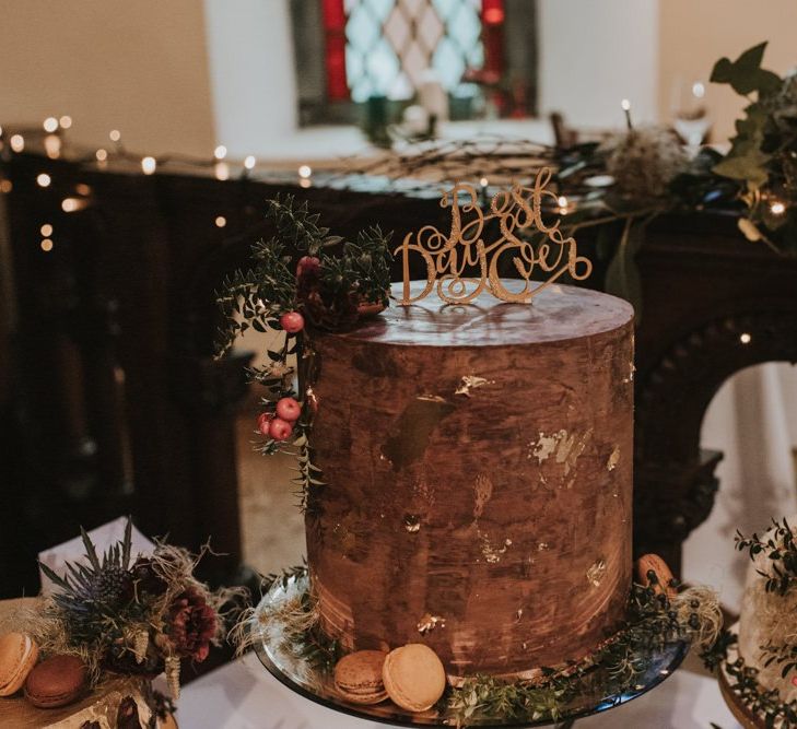 Homemade Wedding Cake with Best Day Ever Cake Topper