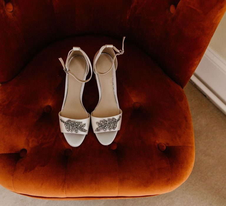 Dune bridal shoes at Elsick House wedding for socially distanced wedding with Korean wedding dress