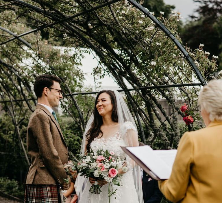 Outdoor wedding ceremony at Elsick House