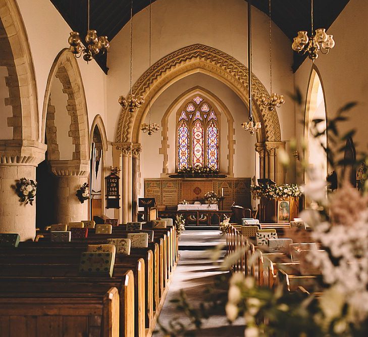 Church ceremony with home-grown floral styling