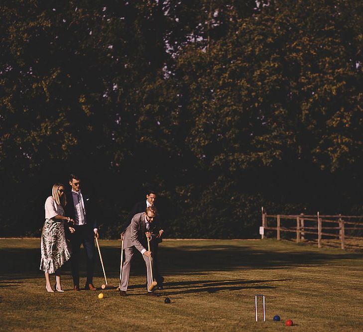 Garden party games at summer tipi reception