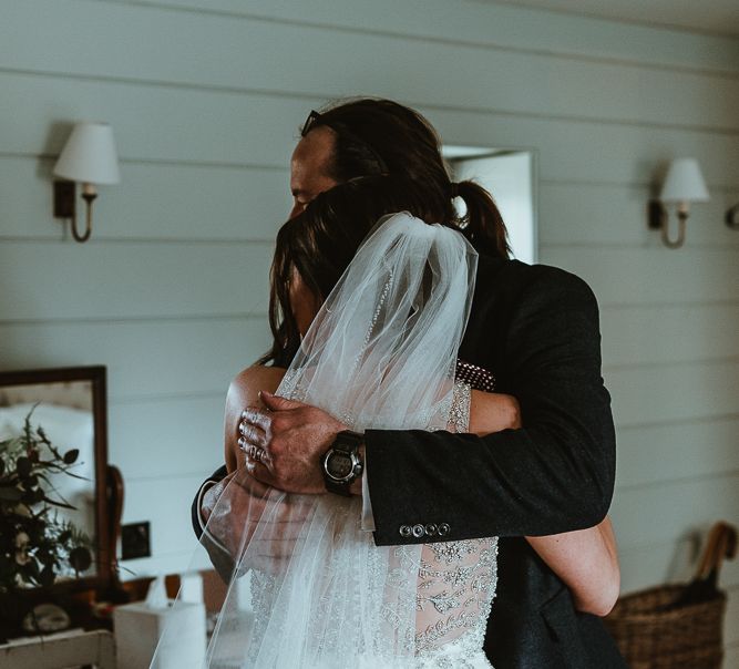 Father of the Bride First Look with Daughter in Maggie Sottero Wedding Dress