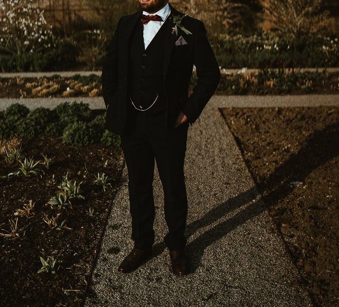 Groom in Three-piece Suit and Bow Tie