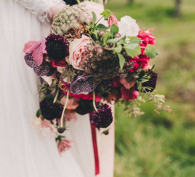 Deep Red, Burgundy and Pink  Wedding Bouquet