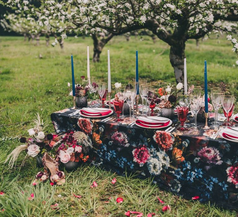 Floral Tablecloth for Wedding Breakfast Table