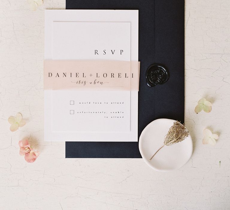 Navy, Pink &amp; White EYI Love Wedding Stationery Suite | Elegant Summer Inspiration at St Giles House, Dorset by Jessica Roberts Design   Imogen Xiana Photography