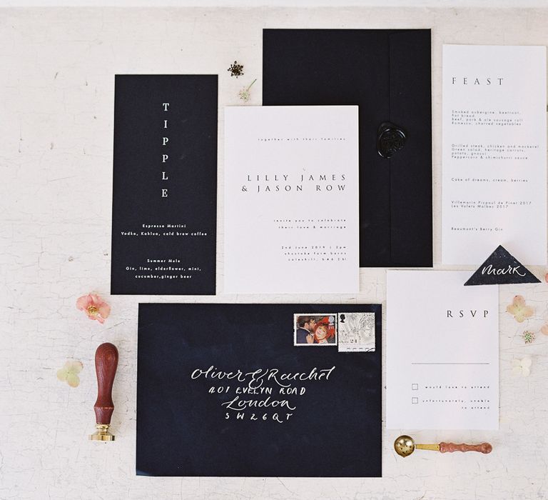 Navy, Pink &amp; White EYI Love Wedding Stationery Suite | Elegant Summer Inspiration at St Giles House, Dorset by Jessica Roberts Design   Imogen Xiana Photography