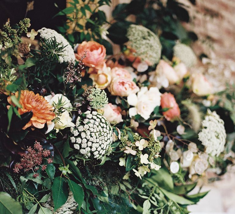 Living Coral, White &amp; Greenery Wedding Flowers | Elegant Summer Inspiration at St Giles House, Dorset by Jessica Roberts Design   Imogen Xiana Photography