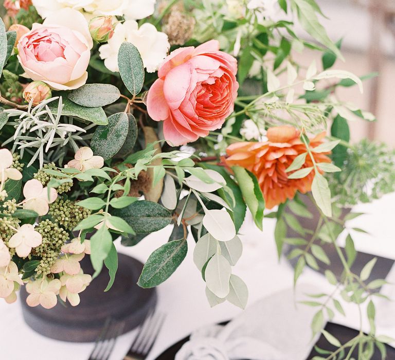 Stylish Place Setting  with Black Platter &amp; Menu Card | Elegant Summer Inspiration at St Giles House, Dorset by Jessica Roberts Design   Imogen Xiana Photography