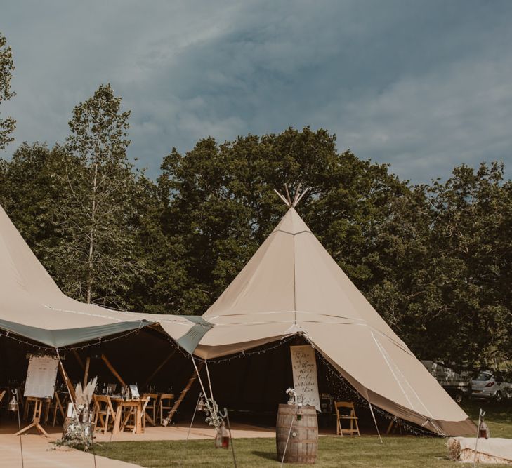 Teepee for wedding at Elmbridge Farm in Worcestershire