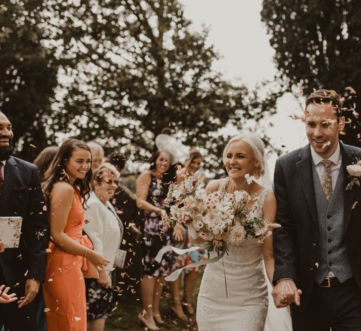 Confetti exit for bride and groom