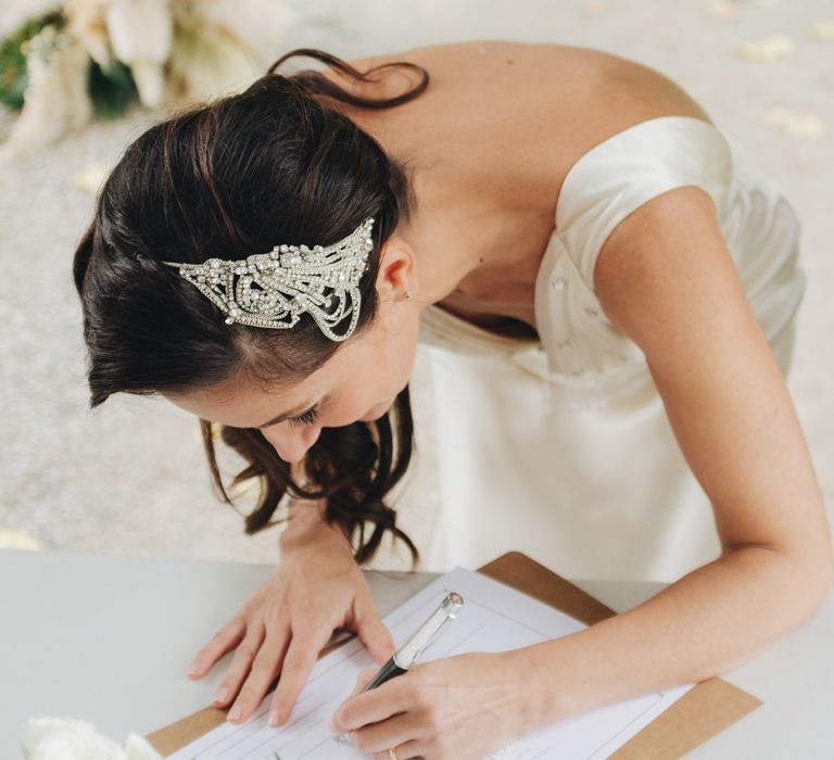 Bride in Silk Jenny Packham Gown | Glamorous, Roaring Twenties, Great Gatsby Inspired Wedding at Villa Borromeo  in Italy | Matrimoni all’Italiana Photography