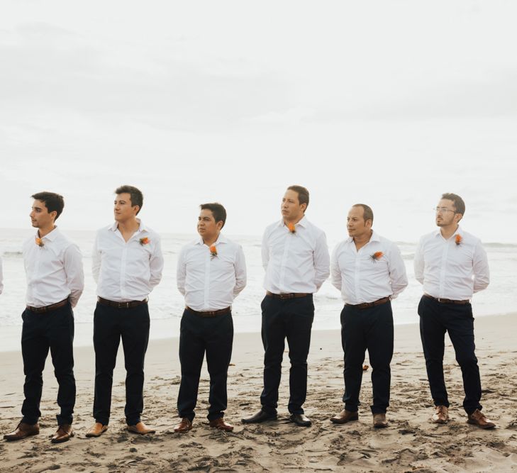 Groomsmen in White Shirts During Ceremony