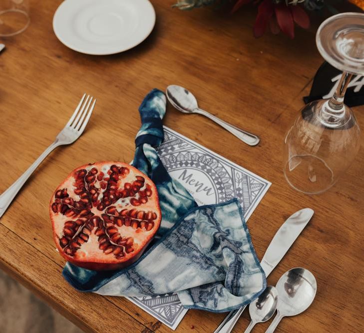 Wedding Table Setting With Half Pomegranate