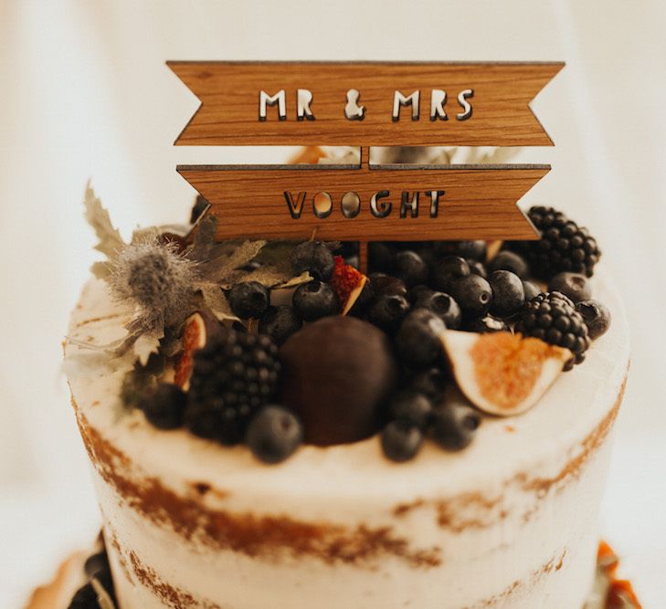 Personalised wooden wedding cake topper