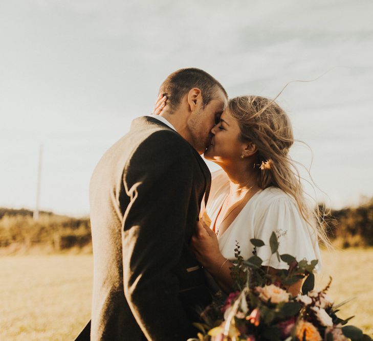 Bride and groom at Devonshire wedding