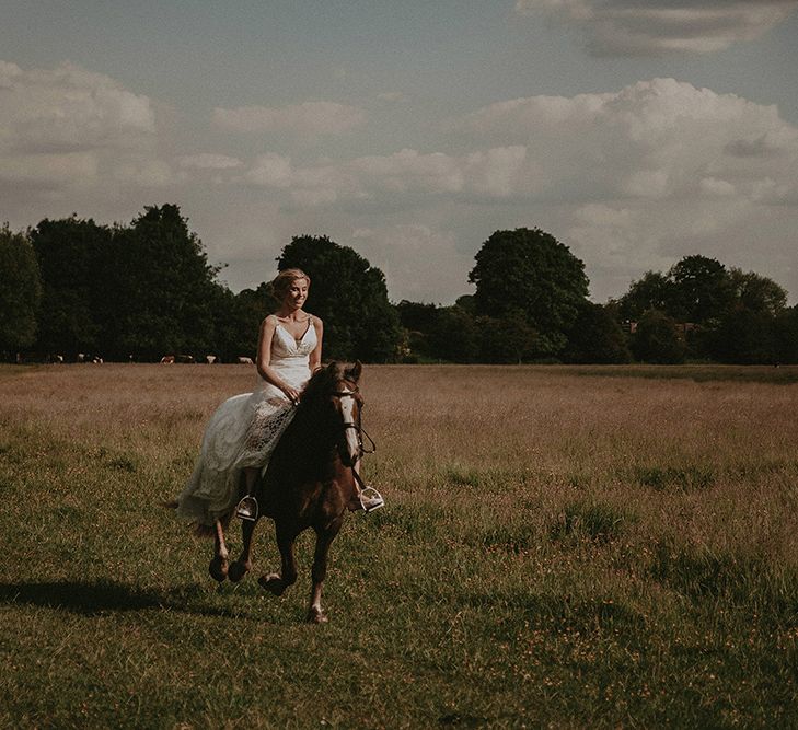 Bride and Going for a Trot on Her Pet Horse