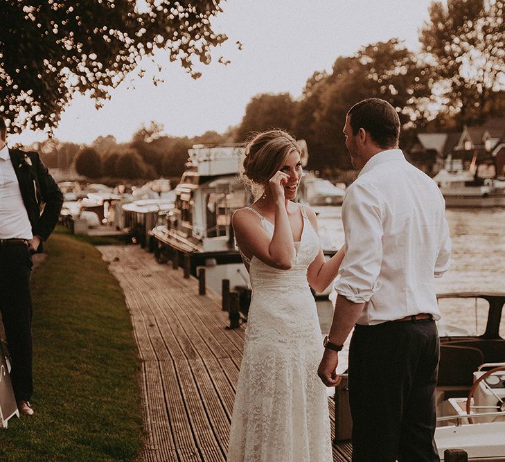 Bride Wiping Away Her Tears