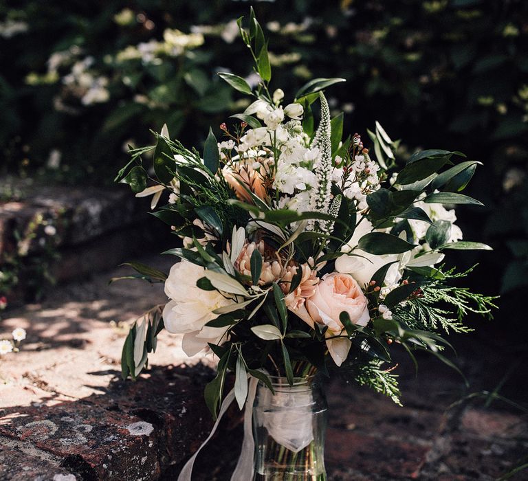 Wedding Bouquet With Foliage &amp; David Austin Roses // Image  By Samuel Docker Photography