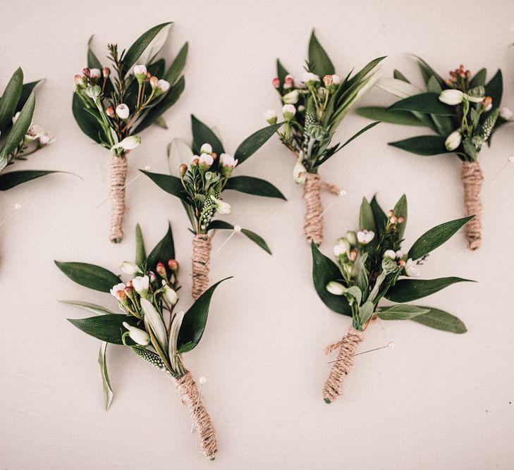 Foliage Buttonholes For Groom &amp; Groomsmen // Image By Samuel Docker Photography