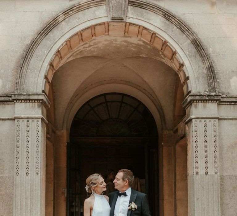 Bride And Father Have A Moment Before Ceremony At Coombe Lodge