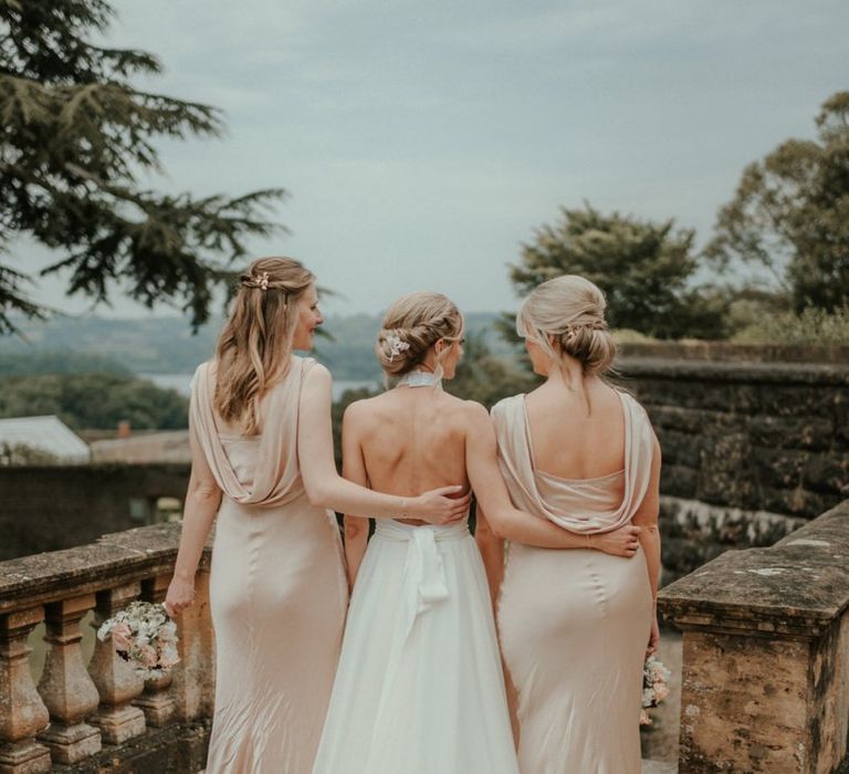 Cowell Back Bridesmaid Dresses Next To Stella McCartney Wedding Dress