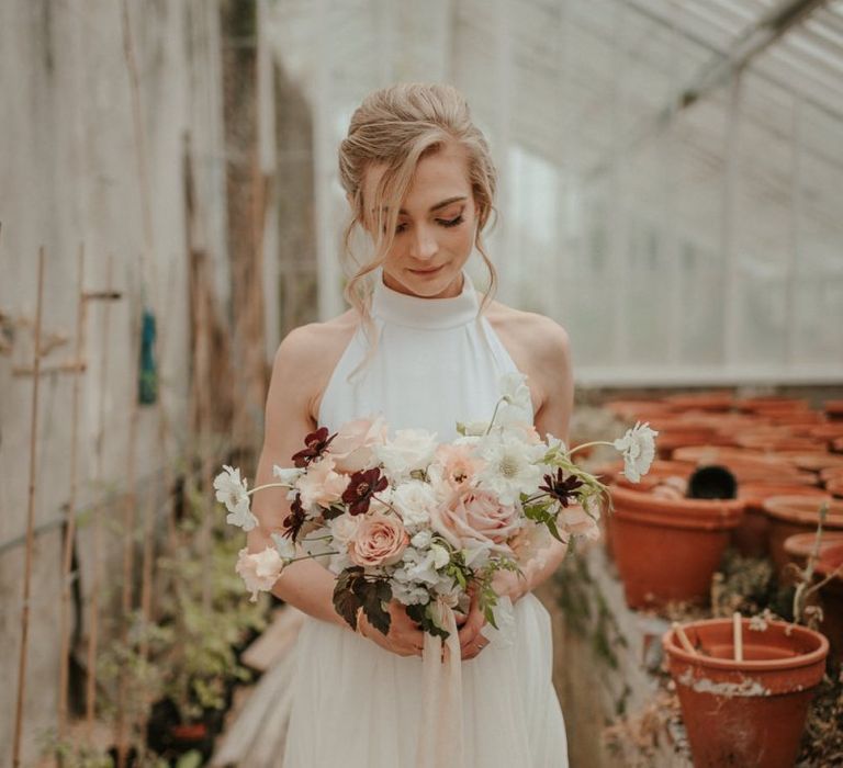 Blush Pink Bouquet with Stella McCartney Wedding Dress