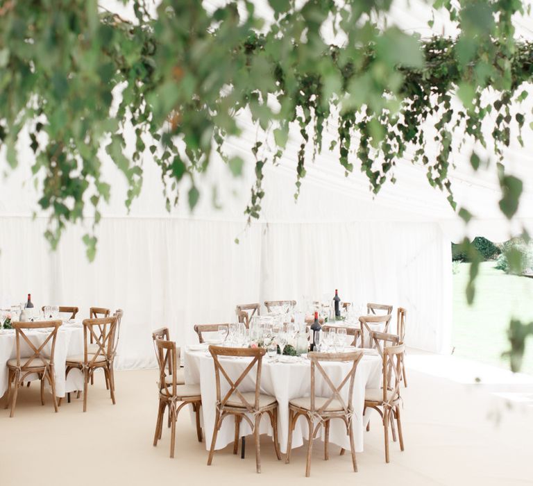 round tables at Coddington Vineyard marquee reception