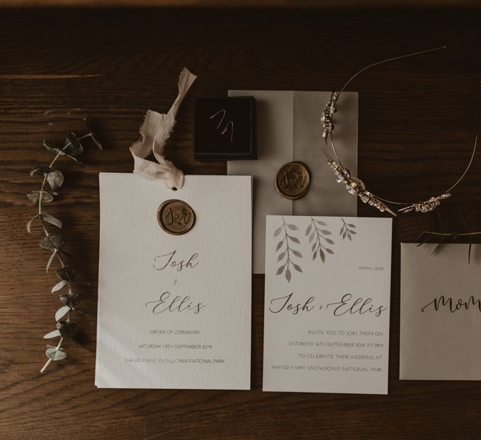 Wedding stationery for Hafod Farm wedding